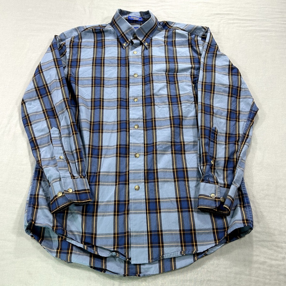 Pendleton Broadway Cloth Shirt Mens Medium Blue Plaid Button Up Casual Adult